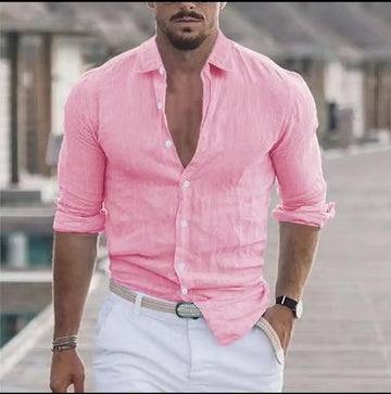 Men's Linen Button Down Beach Shirt
