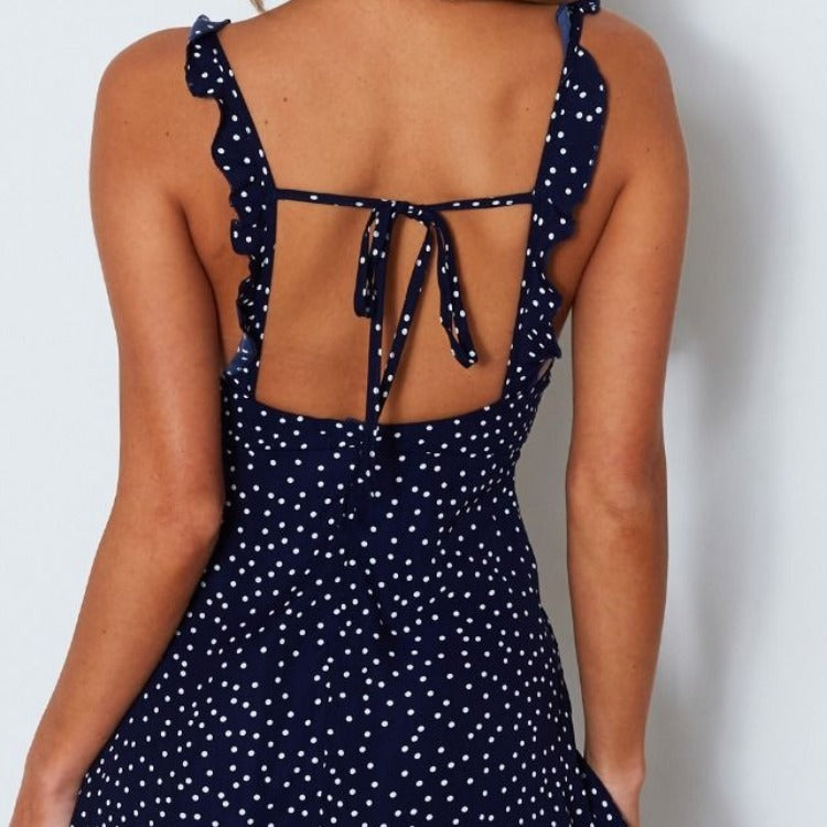 Women's V-Neck Open Back Beach Sundress