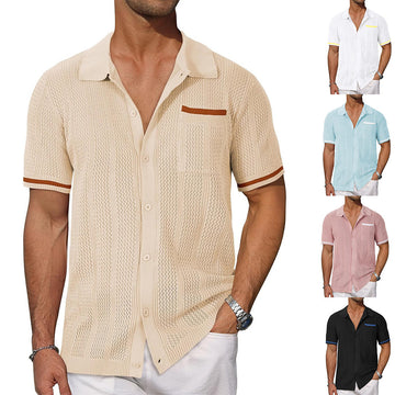 Men's Short Sleeved Cardigan Button Up